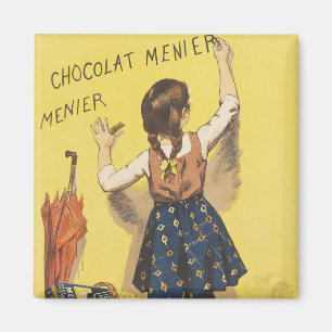 Vintage 1892 Chocolat Menier French Girl Art Magnet