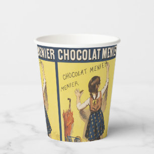 Vintage 1892 Chocolat Menier French Girl Art Paper Cups