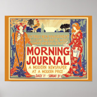 VINTAGE 1895 MORNING JOURNAL NEWSPAPER Cover Copy Poster