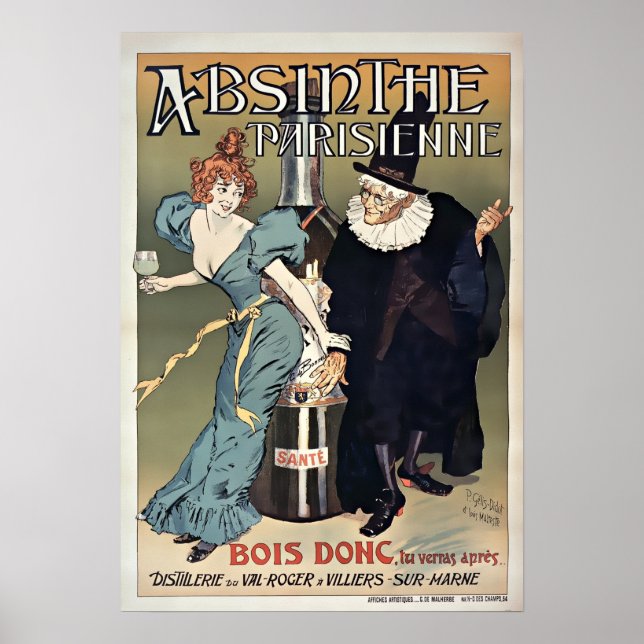 Vintage 1896 Art Nouveau Absinthe Parisienne Poster (Front)