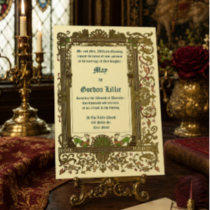 Vintage 1896 Mediaeval Renaissance Style Wedding Invitation