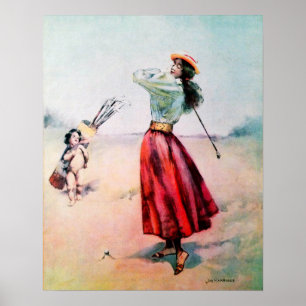 Vintage 1896 Woman Golfer Print