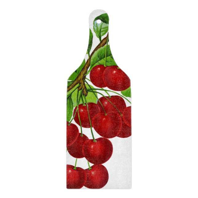 Vintage 1899 illustration: ripe red cherries cutting board (Front)