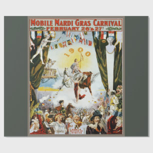 Vintage 1900 Mobile Mardi Gras Carnival Poster Art Wrapping Paper
