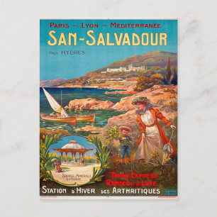 Vintage 1900 San Salvadour Travel Poster Postcard