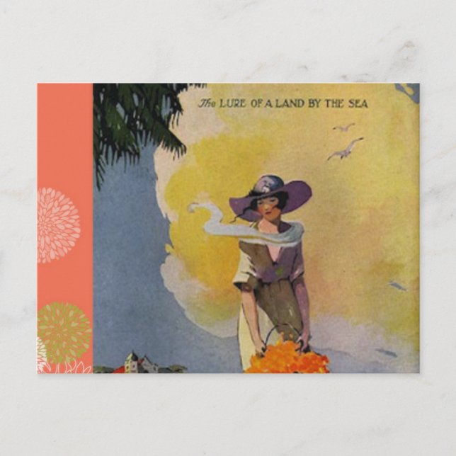 Vintage 1900s Illustration: By The Sea Postcard (Front)