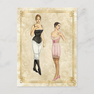 Vintage 1900s Underwear Fashion Illustration Postcard