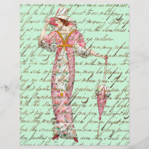 Vintage 1900's Woman Umbrella Old Script Writing