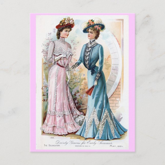 Vintage 1901 Early Summer Dresses Postcard (Front)