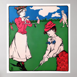 Vintage 1901 Woman Golfer Print