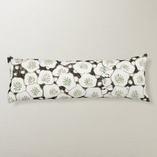 Vintage 1902 Japanese Floral: Black White Blossom  Body Cushion