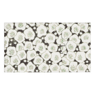 Vintage 1902 Japanese Floral: Black White Blossom  Name Tag