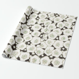 Vintage 1902 Japanese Floral: Black White Blossom  Wrapping Paper