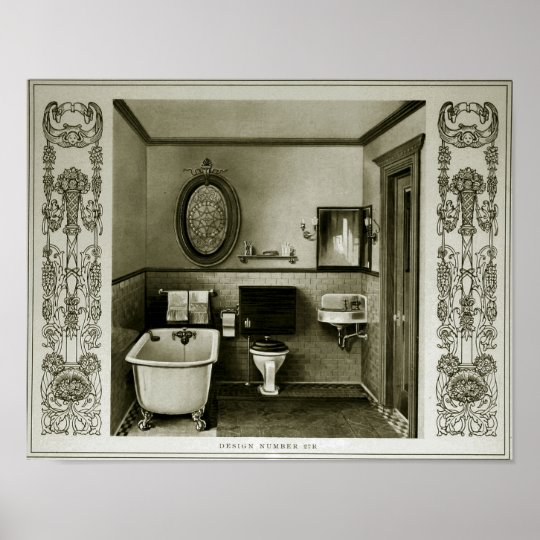 Vintage 1903 Bath Room Illustration Poster Zazzle.co.nz