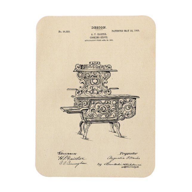 Vintage 1903 Cooking Stove Patent Magnet (Vertical)
