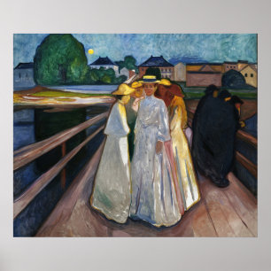 Vintage 1903 Munch Girls on Bridge Poster Print