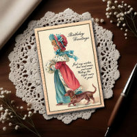 Vintage 1904 Birthday Girl & Dog 