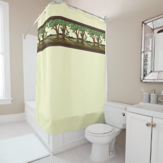 Vintage 1905 Arts And Crafts Style Oak Landscape Shower Curtain
