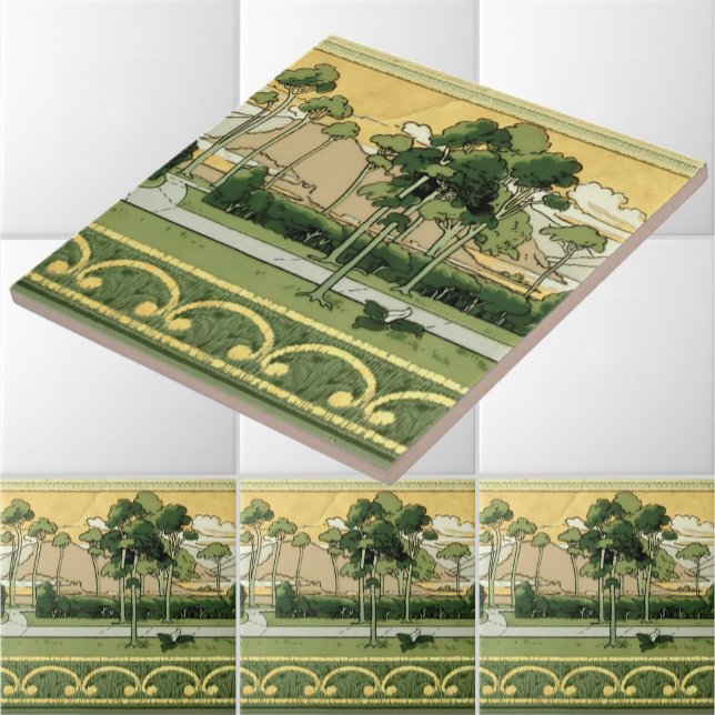 Vintage 1906 Arts And Crafts Style Landscape Tile (Creator Uploaded)