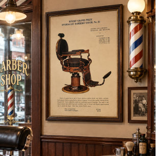 Vintage 1906 Barbers' Chair Ad Poster