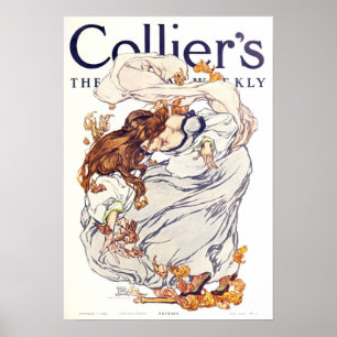 Vintage 1908 Collier's Magazine Poster, Autumn Poster