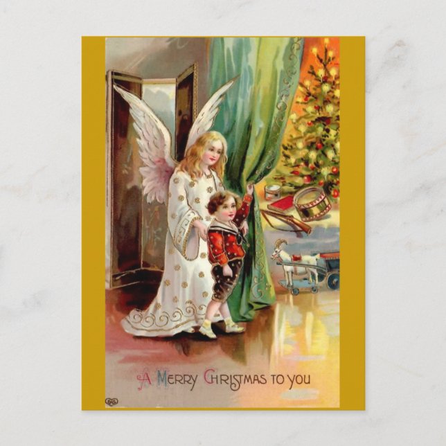 Vintage 1908 Greeting Card-Angel, Child, Toys Postcard (Front)