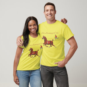 Vintage 1909 Chestnut Horse Running Red Jacket Art T-Shirt