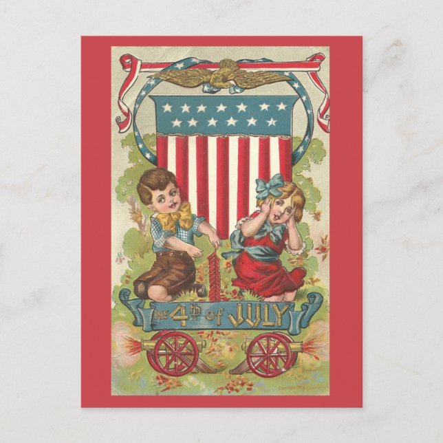 Vintage 1909 Fourth of July Celebration Postcard (Front)