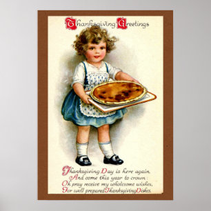 Vintage, 1910, Thanksgiving Greetings Poster