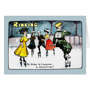 Vintage 1910s funny ice skating cartoon