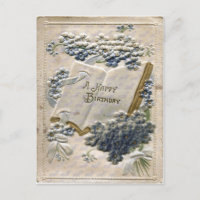 Vintage 1912 Embossed Silk and Velvet Birthday