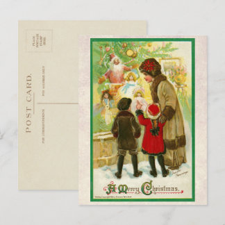 Vintage 1912 Mother with Children Merry Christmas Holiday Postcard