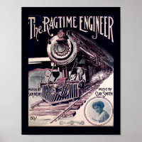 Vintage 1912 Music The Ragtime Engineer Cover Art