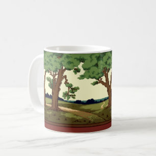Vintage 1914 Arts And Crafts Style Oak Landscape Coffee Mug