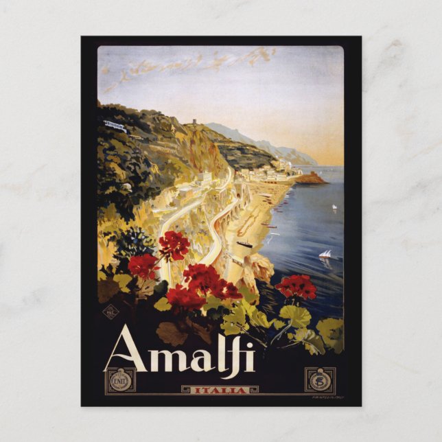 Vintage 1915 Amalfi Coast Italy Travel Postcard (Front)