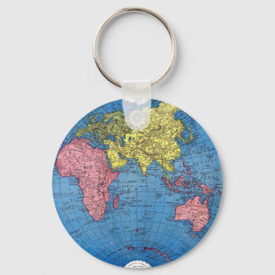 Vintage 1915 Map of the World Atlas Globe Key Ring