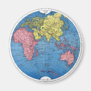 Vintage 1915 Map of the World Atlas Globe Magnet