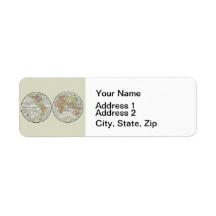 Vintage 1916 World Map Globe Hemispheres Poster