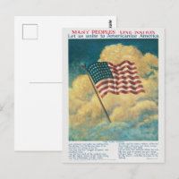 Vintage 1917 WWI Patriotic US Flag History Poster
