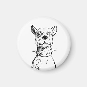 Vintage 1919 Illustration Sitting Dog Magnet