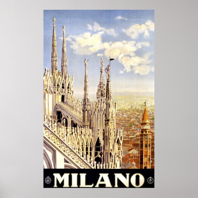Vintage 1920 Duomo di Milano Italy Travel Poster (Front)