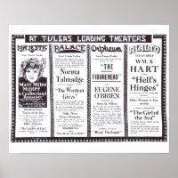 Vintage 1920 silent movie ads Poster