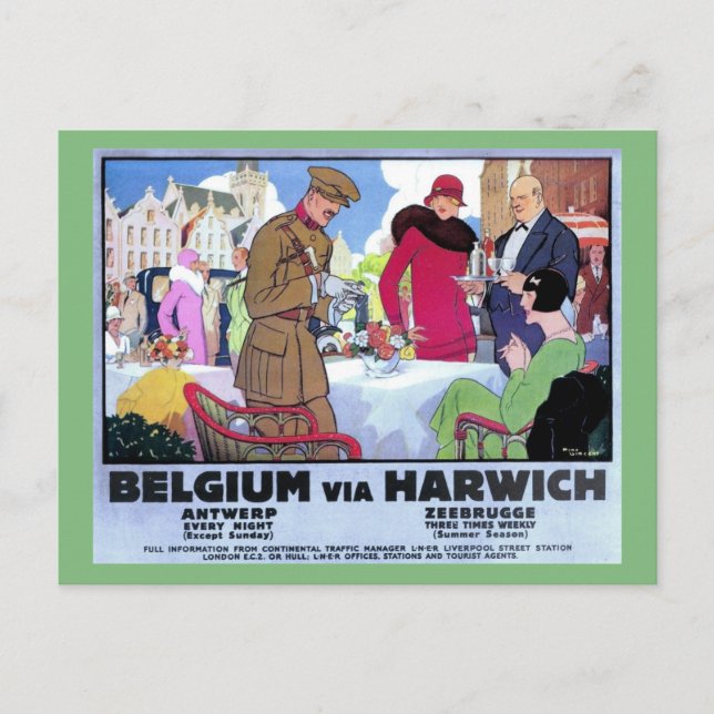 Vintage 1920s art deco Belgium travel ad Postcard (Front)