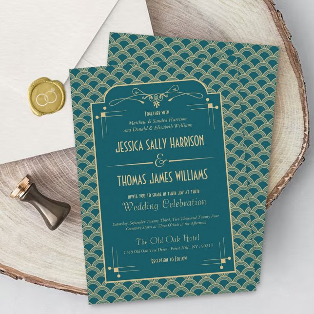 Vintage 1920's Art Deco Gatsby Wedding Collection Invitation (Creator Uploaded)
