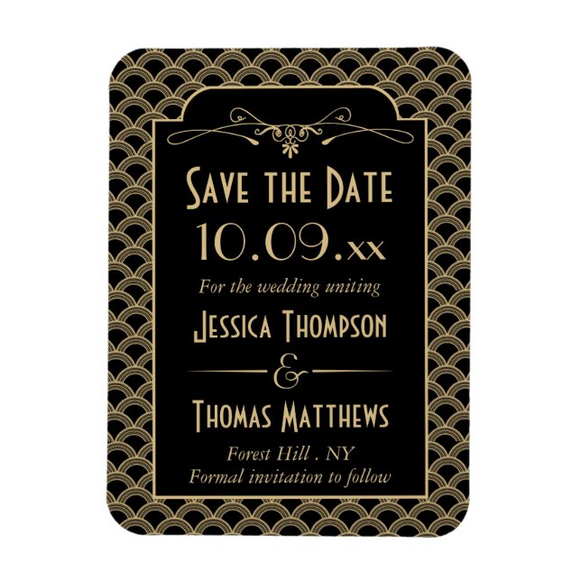 Vintage 1920's Art Deco Gatsby Wedding Collection Magnet (Vertical)