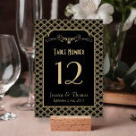 Vintage 1920's Art Deco Gatsby Wedding Collection Table Number<br><div class="desc">These vintage Gatsby style wedding table number cards are perfect for any couple planning a romantic antique themed marriage. Easily personalise this design by adding your own custom wording to the template boxes provided, or click the "Customise it" button for more advance settings. Matching wedding items can be found in...</div>