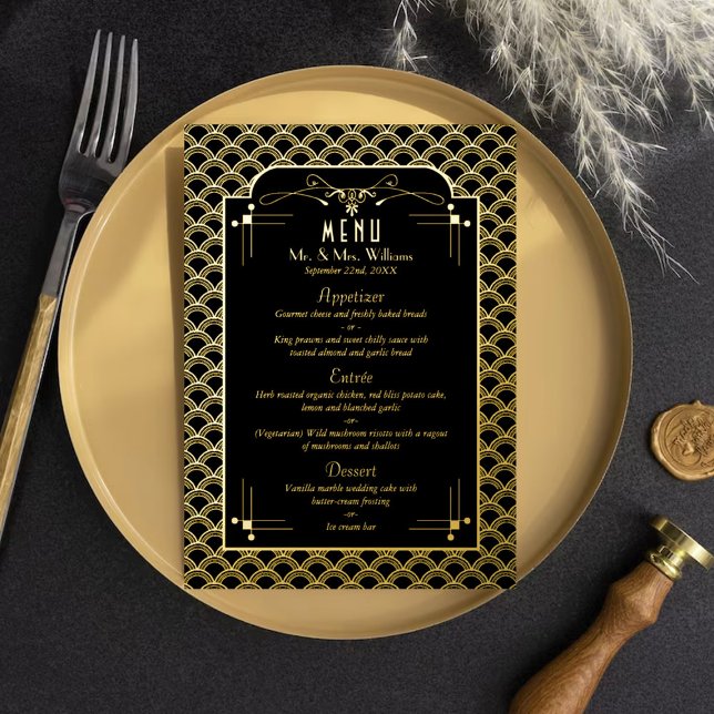 Vintage 1920's Art Deco Gatsby Wedding Menu (Creator Uploaded)