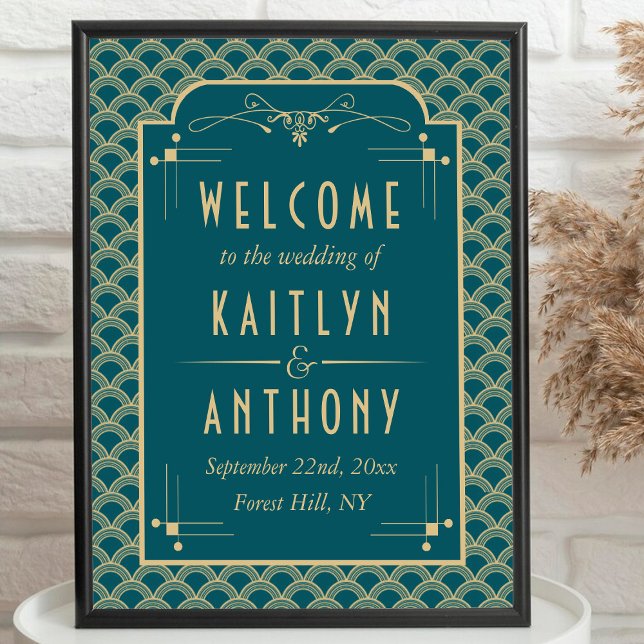 Vintage 1920's Art Deco Gatsby Wedding Welcome Poster (Creator Uploaded)