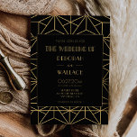 Vintage 1920s art deco geometric wedding invitation<br><div class="desc">Travel back to the roaring twenties with this vintage art deco inspired wedding suite. Simple yet classy,  black and gold retro typography,  fully customisable if you wish to change the colour of the background or the text. You can also easily remove the background design.</div>