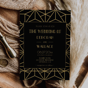 Vintage 1920s art deco geometric wedding invitation